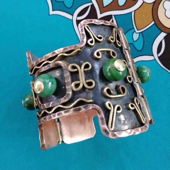 1950s Casa Maya Mexican Cuff Bracelet Sz S - Picture 1 of 8